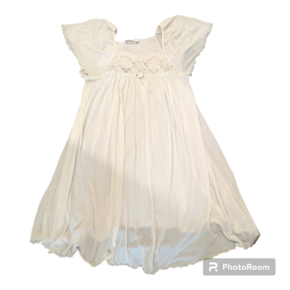 Collette by Miss Elaine cream short sleeve nightgown